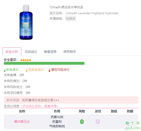 德国o家薰衣草纯露孕妇可以用吗 德国o家薰衣草纯露成分表