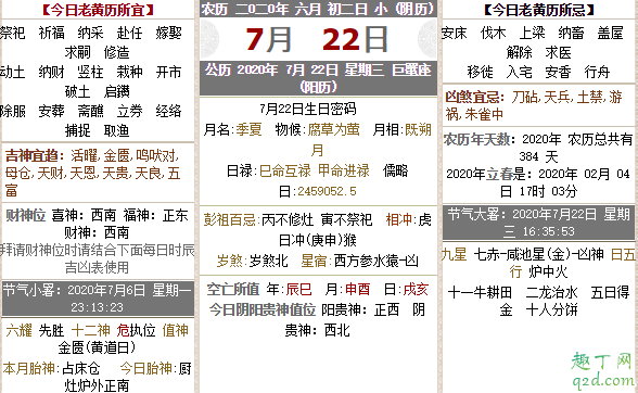 2020年大暑日老黄历 2020年大暑那日办事日子好吗