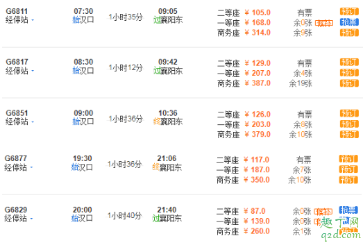 汉十高铁到襄阳多少钱 汉十高铁到襄阳多长时间