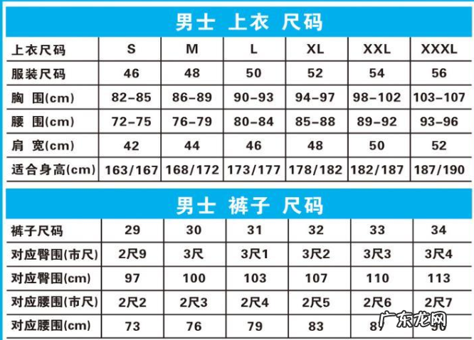 服装尺码标准对照表 36码是多少厘米
