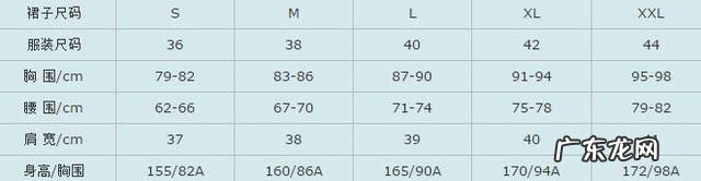 衣服尺码对照表 l号是多大尺码