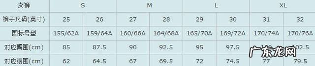 衣服尺码对照表 l号是多大尺码