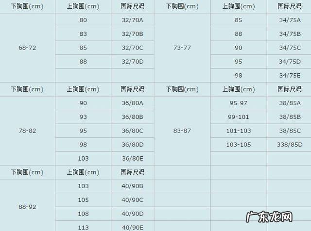 衣服尺码对照表 l号是多大尺码