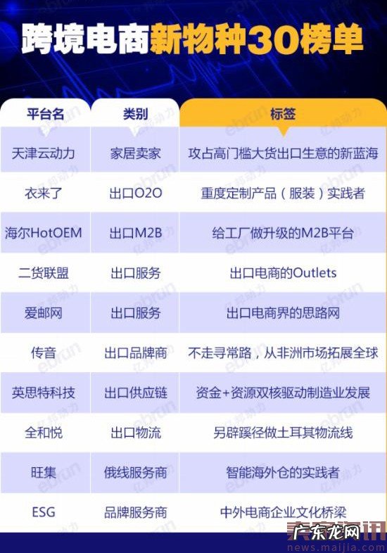 跨境电商新物种榜单:30家企业带你窥见未来