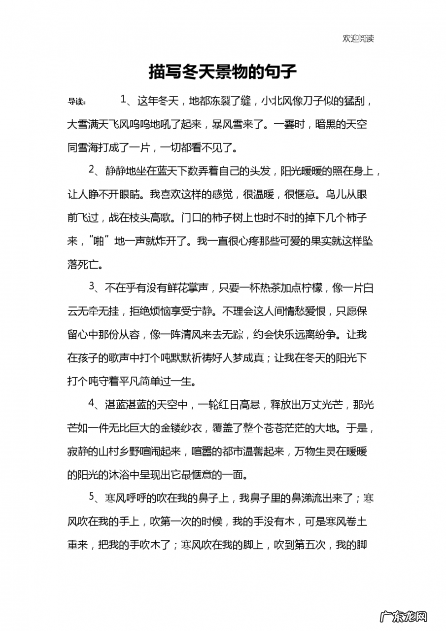 细节描写的段落摘抄200字 冬天的细节描写段落