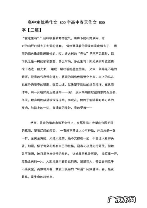 高中800字满分作文高二 高中800字满分作文