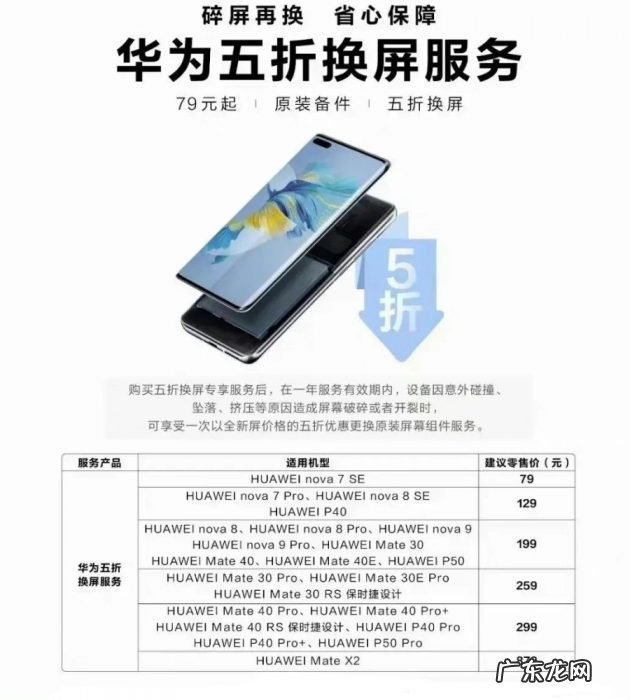 79元起！华为5折换屏服务上线：22款机型在列