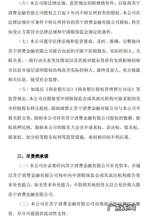 苏宁发布苏宁消费金融有限公司主要股东承诺书