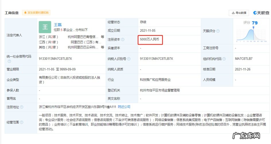 阿里巴巴关联公司注册资本增加至5000万
