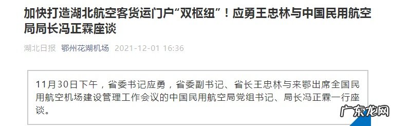 民航局局长冯正霖:助力湖北打造航空客货运门户“双枢纽”