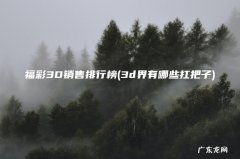 3d界有哪些扛把子 福彩3D销售排行榜