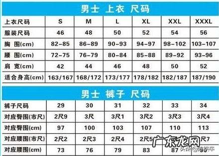 求身高体重男士服装尺码对照表?