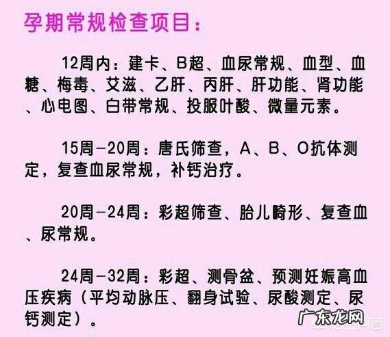 孕期产检具体的时间和项目都有哪些