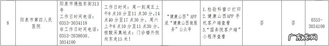 阳泉市对社会开放的核酸检测机构有哪些