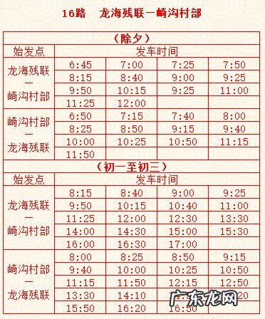 龙海公交车时间表 2022漳州龙海春节公交线路时刻表