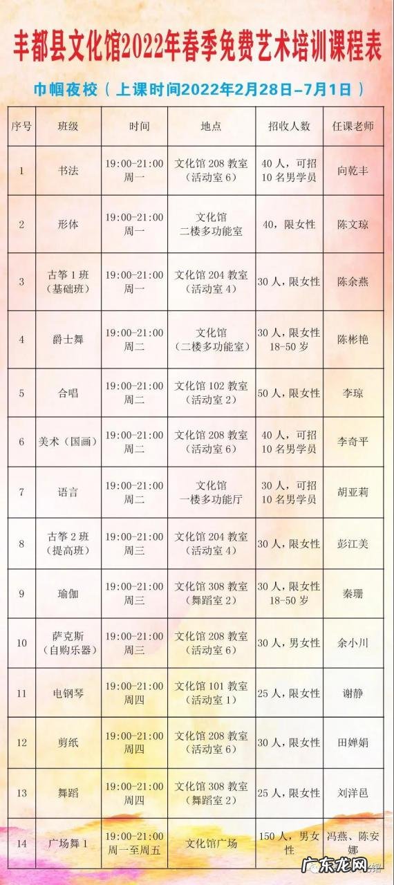 重庆艺术培训学校 2022重庆丰都免费艺术培训班报名方式+课程表