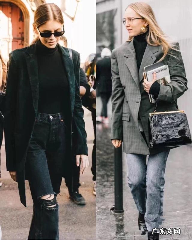 宽腿牛仔裤小西服搭配 2022年最流行的西服搭小脚牛仔裤