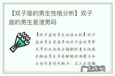 【双子座的男生性格分析】双子座的男生是渣男吗