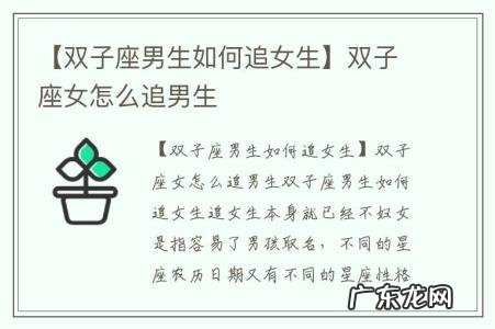 【双子座男生如何追女生】双子座女怎么追男生