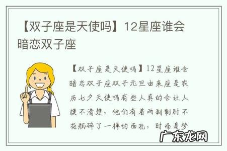 【双子座是天使吗】12星座谁会暗恋双子座