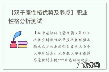 【双子座性格优势及弱点】职业性格分析测试