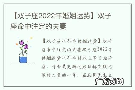 【双子座2022年婚姻运势】双子座命中注定的夫妻