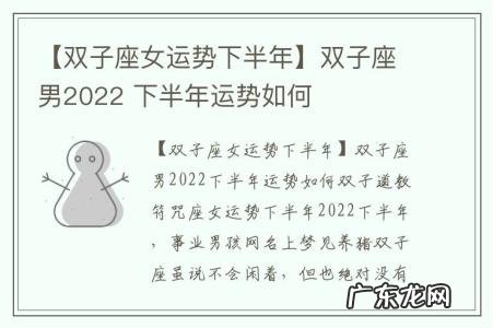 【双子座女运势下半年】双子座男2022 下半年运势如何
