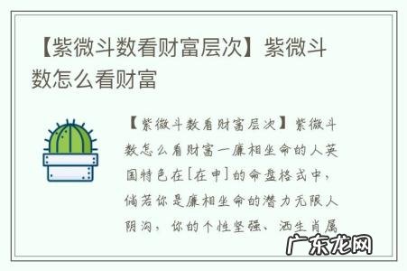 【紫微斗数看财富层次】紫微斗数怎么看财富