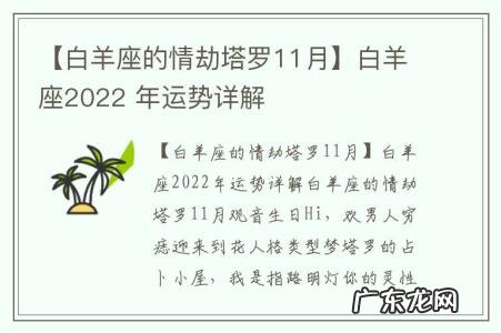 【白羊座的情劫塔罗11月】白羊座2022 年运势详解