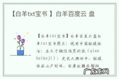 【白羊txt宝书 】白羊百度云 盘