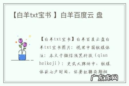 【白羊txt宝书 】白羊百度云 盘