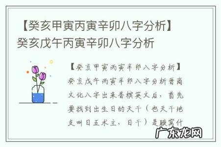 【癸亥甲寅丙寅辛卯八字分析】癸亥戊午丙寅辛卯八字分析