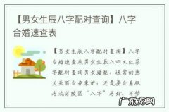 【男女生辰八字配对查询】八字合婚速查表