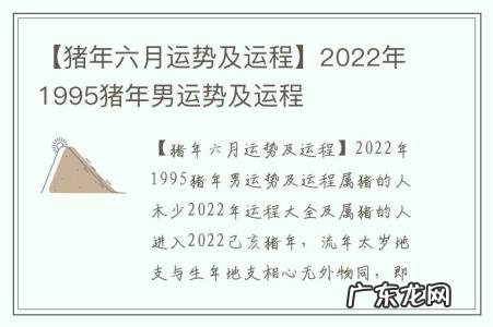 【猪年六月运势及运程】2022年1995猪年男运势及运程