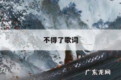 不得了歌词-不得了歌词表达什么