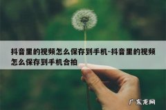 抖音里的视频怎么保存到手机-抖音里的视频怎么保存到手机合拍