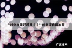 &quot;创业加盟好项目&quot;-创业项目网加盟