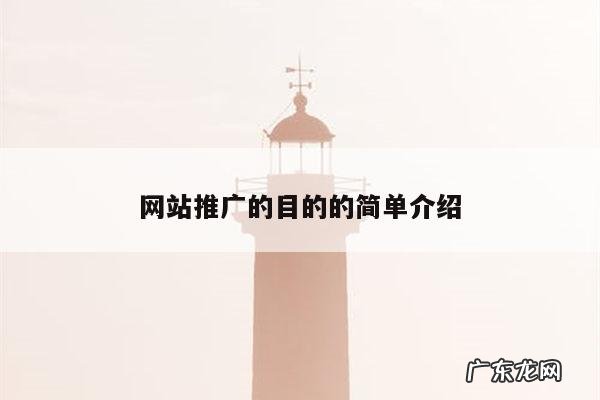 网站推广的目的的简单介绍
