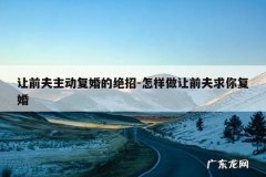 让前夫主动复婚的绝招-怎样做让前夫求你复婚