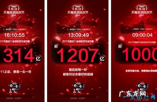 淘宝 2017年双11销售额排行榜 天猫交易额达1682亿元