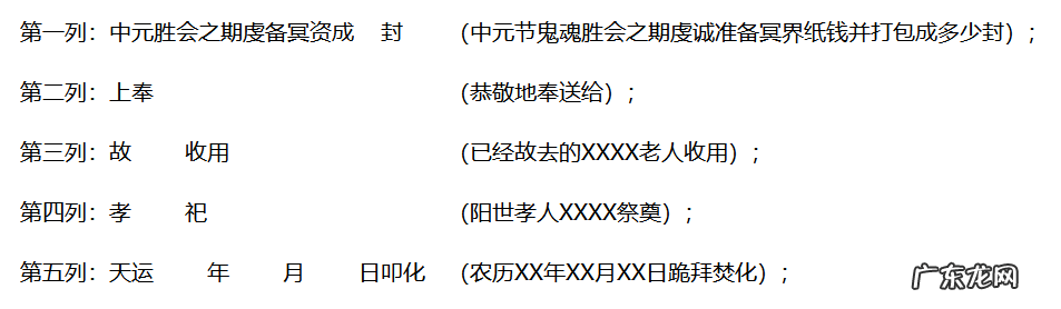 新亡人七月半包袱书怎么写