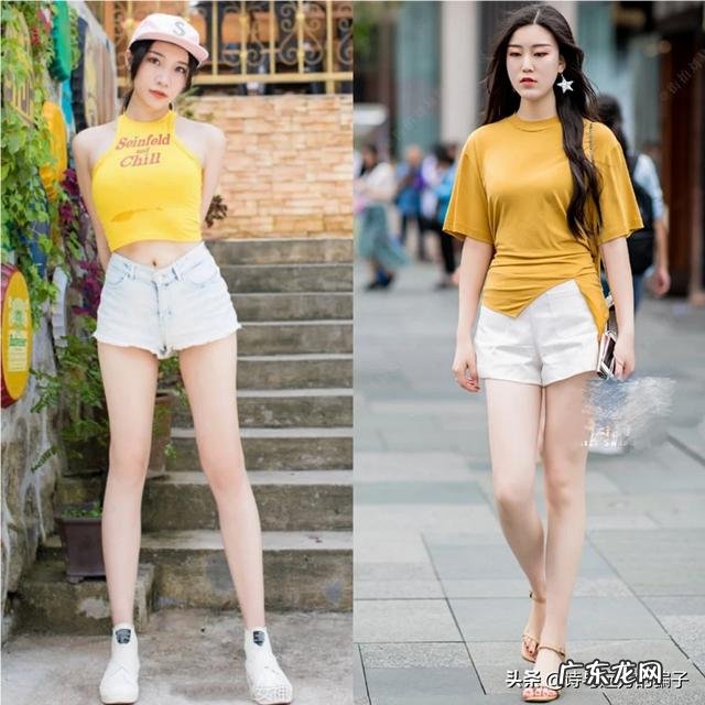 白色牛仔短裤配什么颜色的T恤好看?