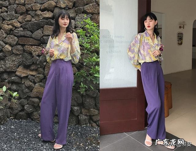 深紫色扩腿裤应该怎么搭配?