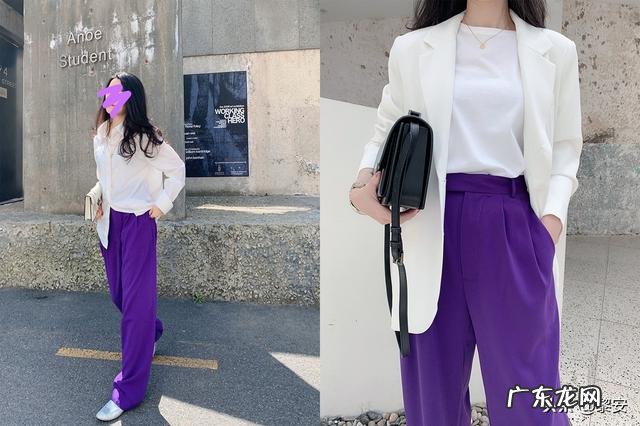 深紫色扩腿裤应该怎么搭配?