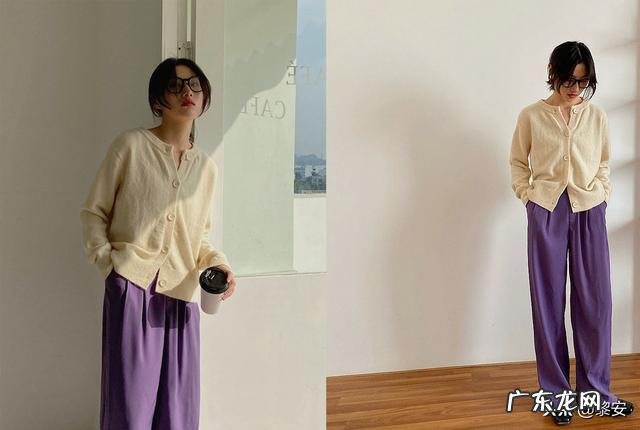 深紫色扩腿裤应该怎么搭配?