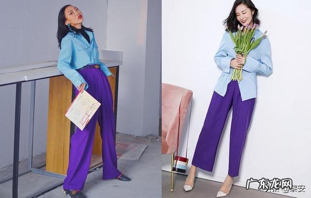 深紫色扩腿裤应该怎么搭配?