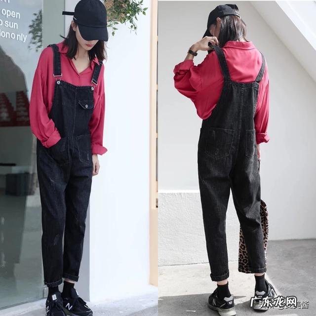 黑色牛仔背带裤配什么上衣?