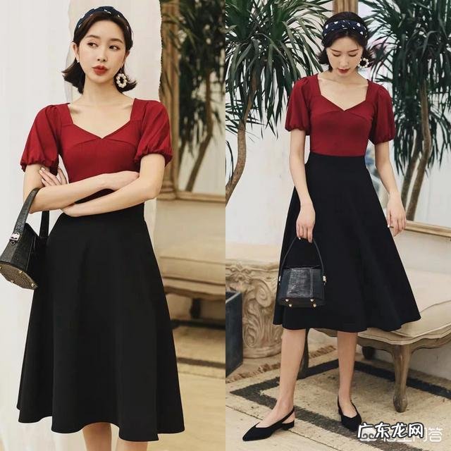 中长黑摆裙配什么颜色上衣？