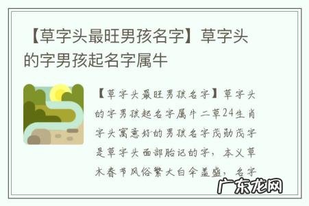 【草字头最旺男孩名字】草字头的字男孩起名字属牛