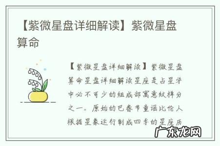 【紫微星盘详细解读】紫微星盘算命